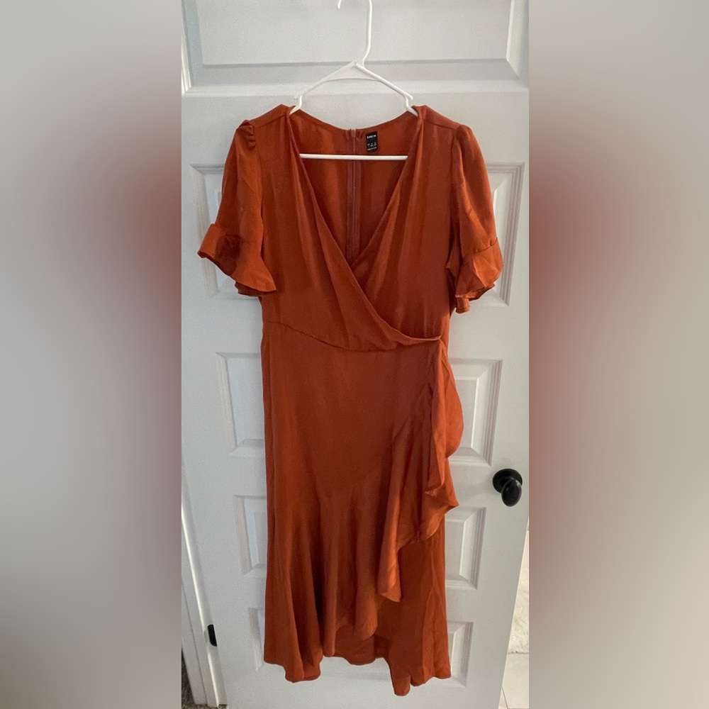 SHEIN Burnt Orange Midi Dress (NWOT), size L